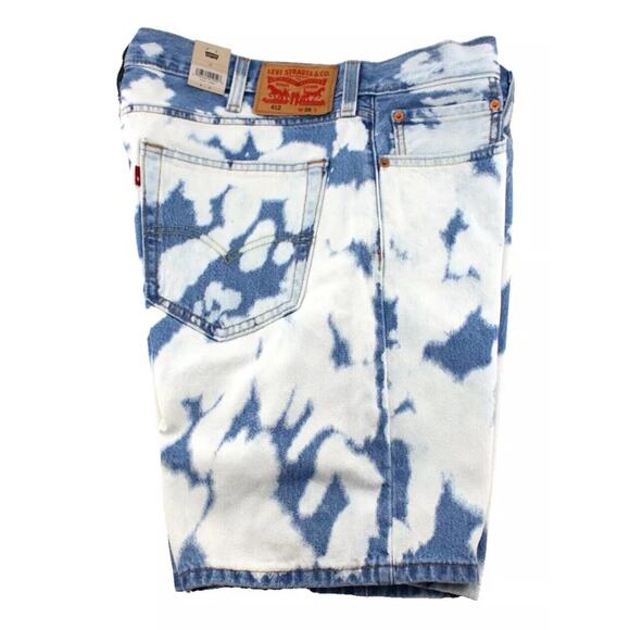 LEVI'S 412 Size 34 Bleach Blue Slim Fit 9" Inseam Hemmed Jean Shorts MSRP $50 - Picture 4 of 6
